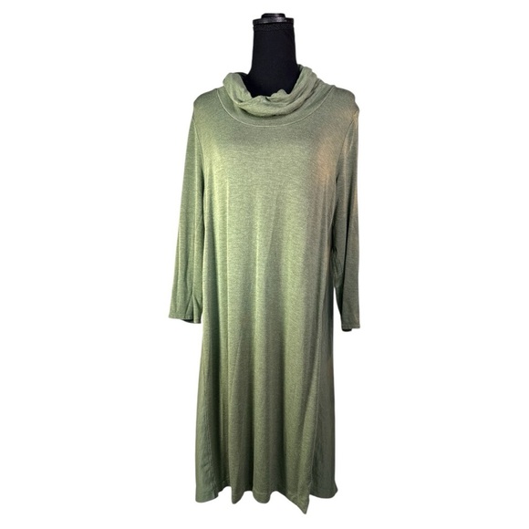 Anthropologie Saturday Sunday Cowl Neck Green Dress Size Large - Picture 1 of 9